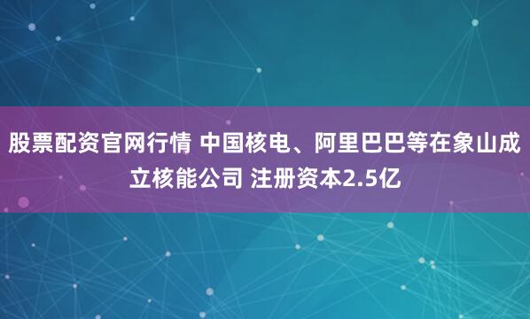股票配资官网行情 中国核电、阿里巴巴等在象山成立核能公司 注册资本2.5亿